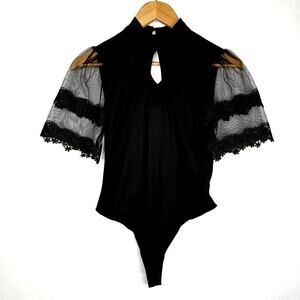 Blashe Black Lace Sleeve Bodysuit Small